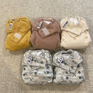5 GroVia O.N.E. Cloth Diapers with Velcro attachments